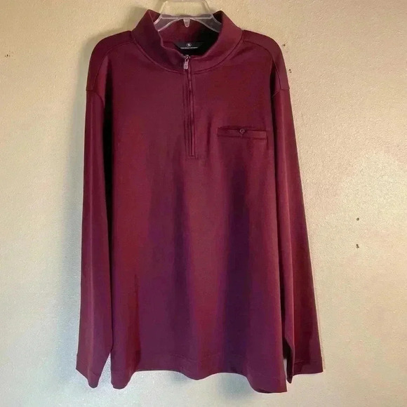 Hart Schaffner Marx Other - Hart Schaffner Marx Mens Size XL 1/4 Zip Pullover Wine Red Solid 100% Cotton